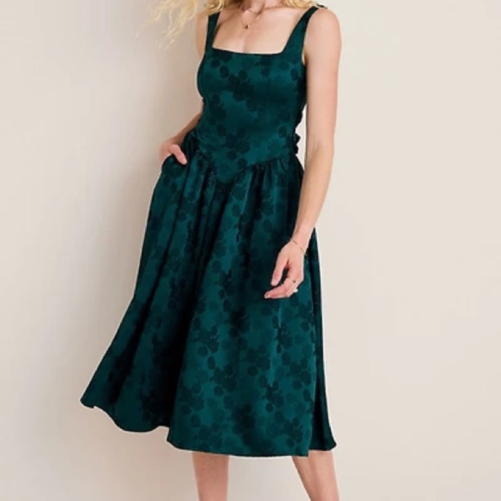 Francesca's Collections Teal Floral Midi Dress